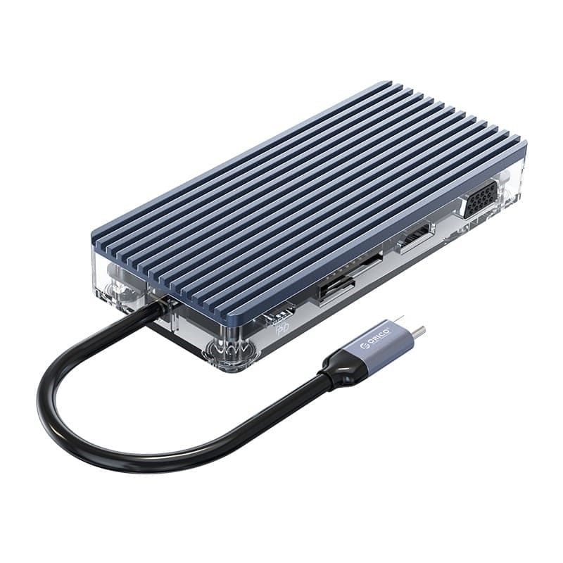 Orico Type-C 11-in-1 Transparent Multi Function Hub WB-11P-GY-BP