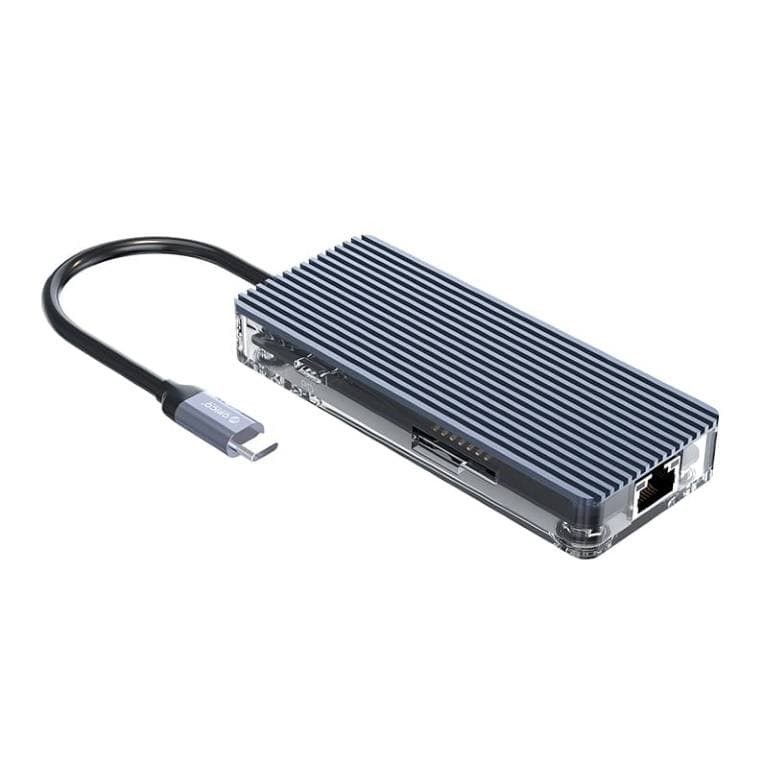 Orico 8-in-1 to Type-C Transparent Hub WB-8P-GY-BP
