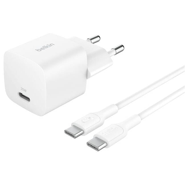 Belkin Boostcharge 25W USB-C Wall Charger with USB-C Cable White WCA012KQ1MWH-B6