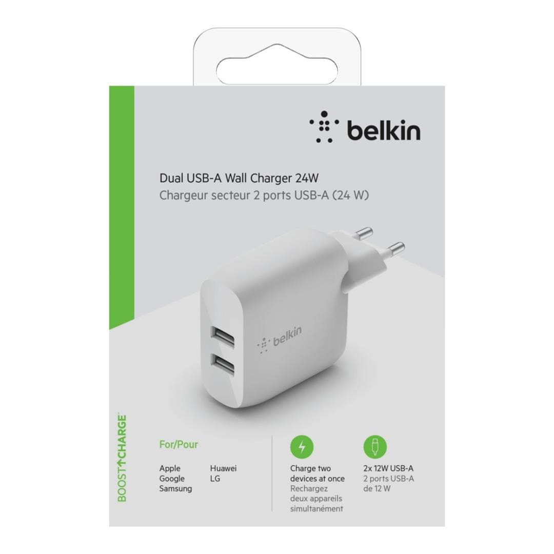 Belkin 24W Dual Type-A Wall Charger White WCB002VFWH