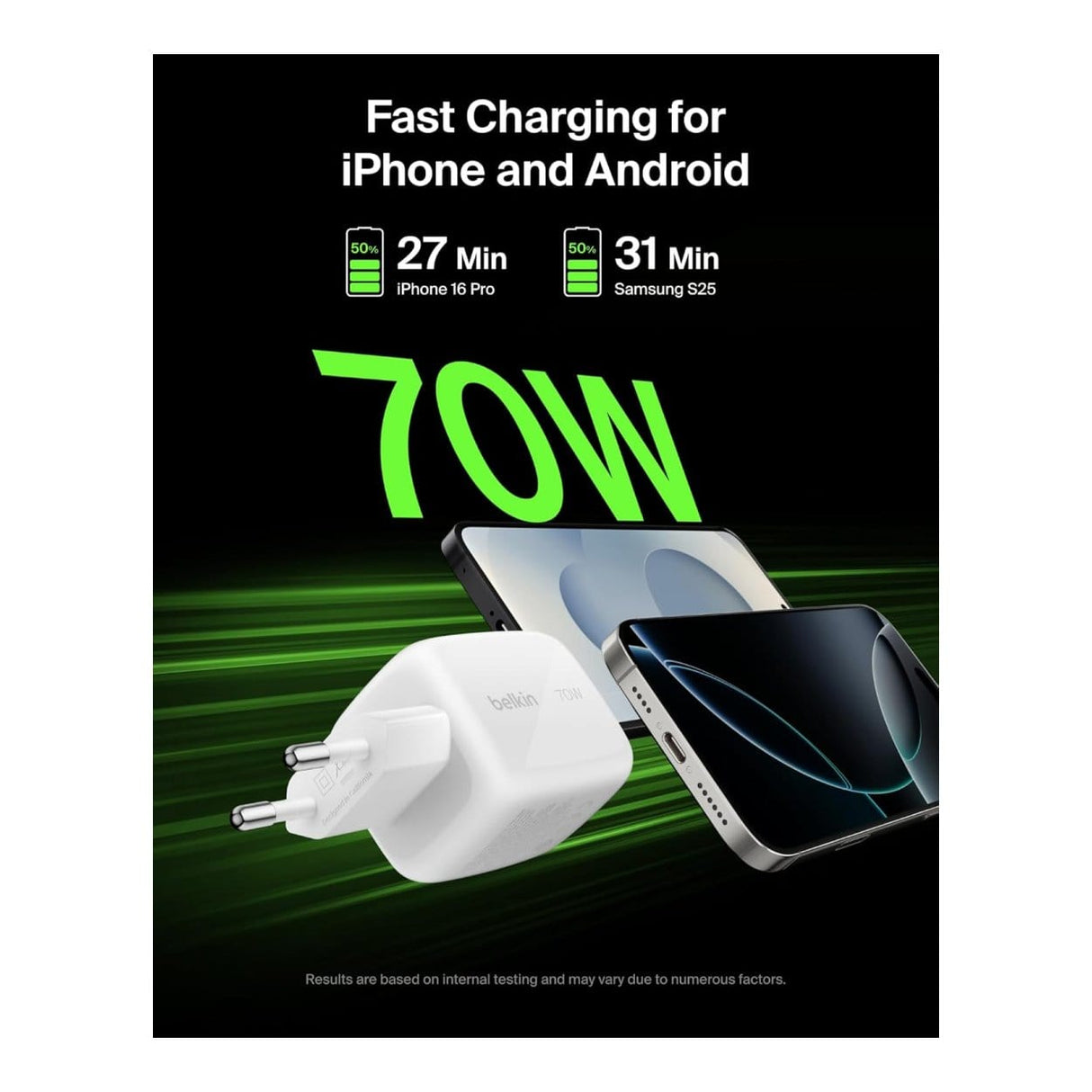 Belkin BoostCharge 3-port GaN Wall Charger White WCH018HQWH