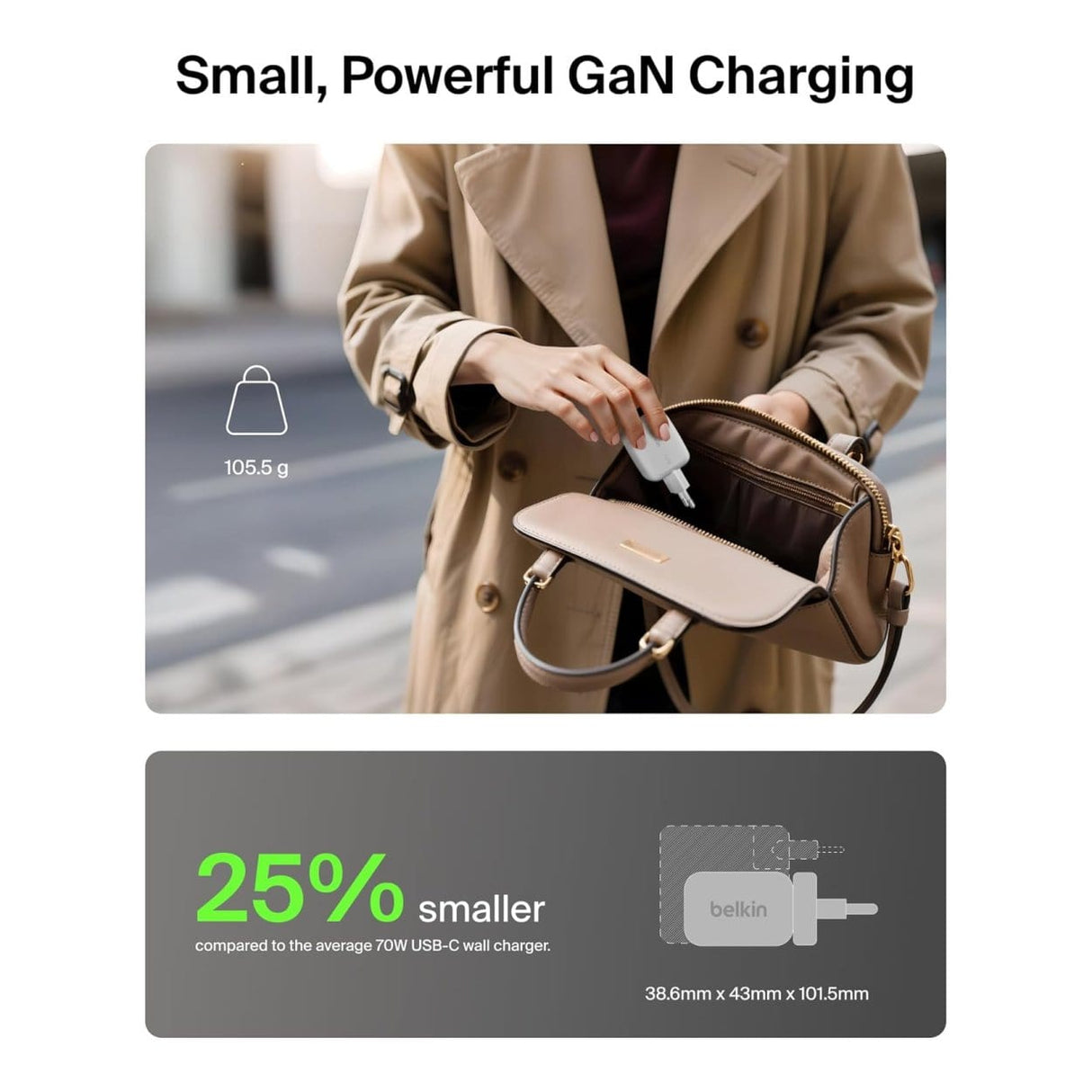 Belkin BoostCharge 3-port GaN Wall Charger White WCH018HQWH