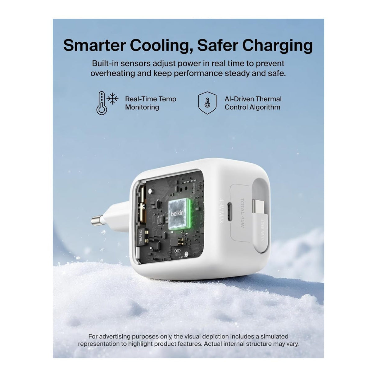Belkin BoostCharge 45W Dual USB-C Wall Charger with Rectractable Cable - White WCH023KQWH