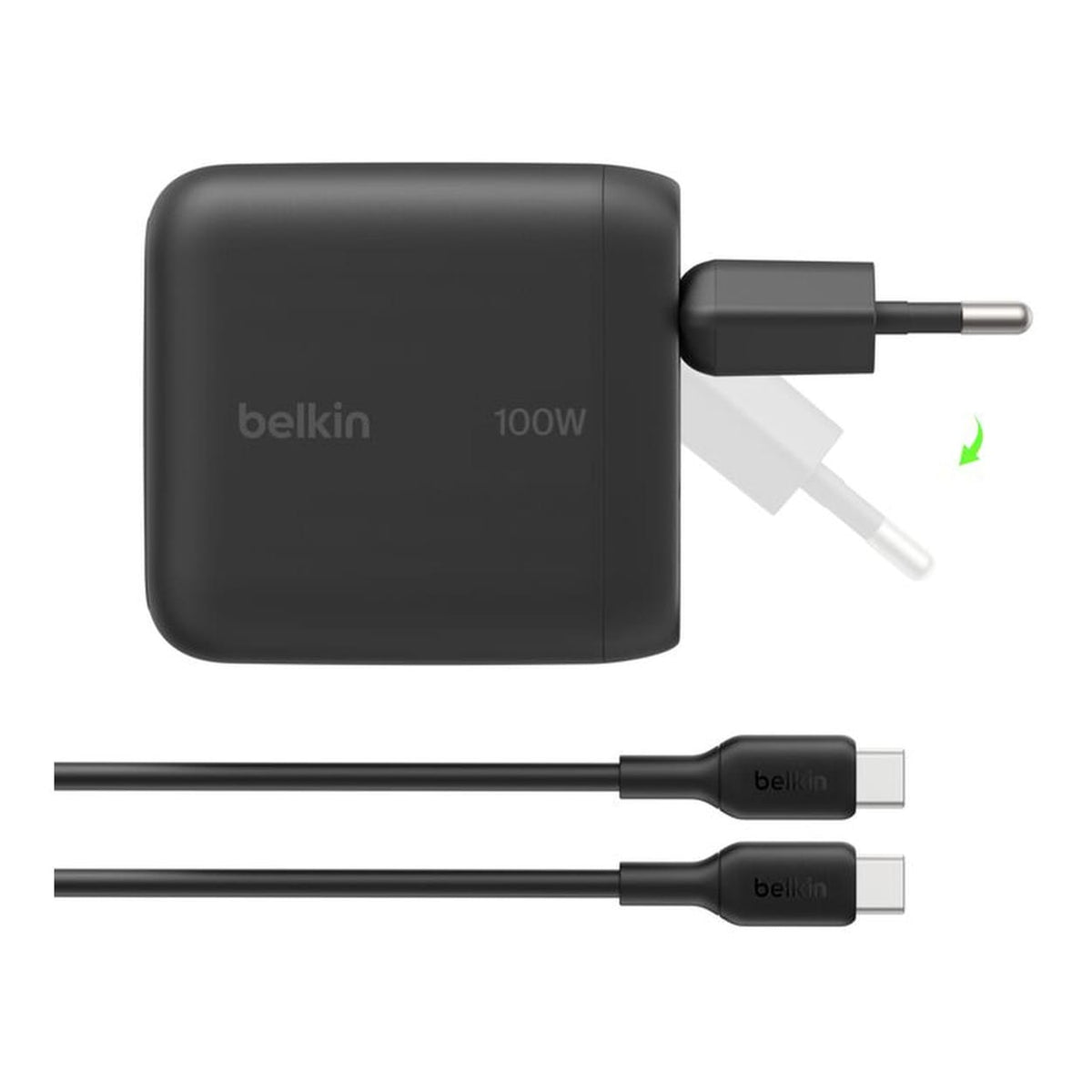 Belkin BoostCharge 100W GaN Wall Charger with Type-C Cable Black WCH025KQ1.5BKB6