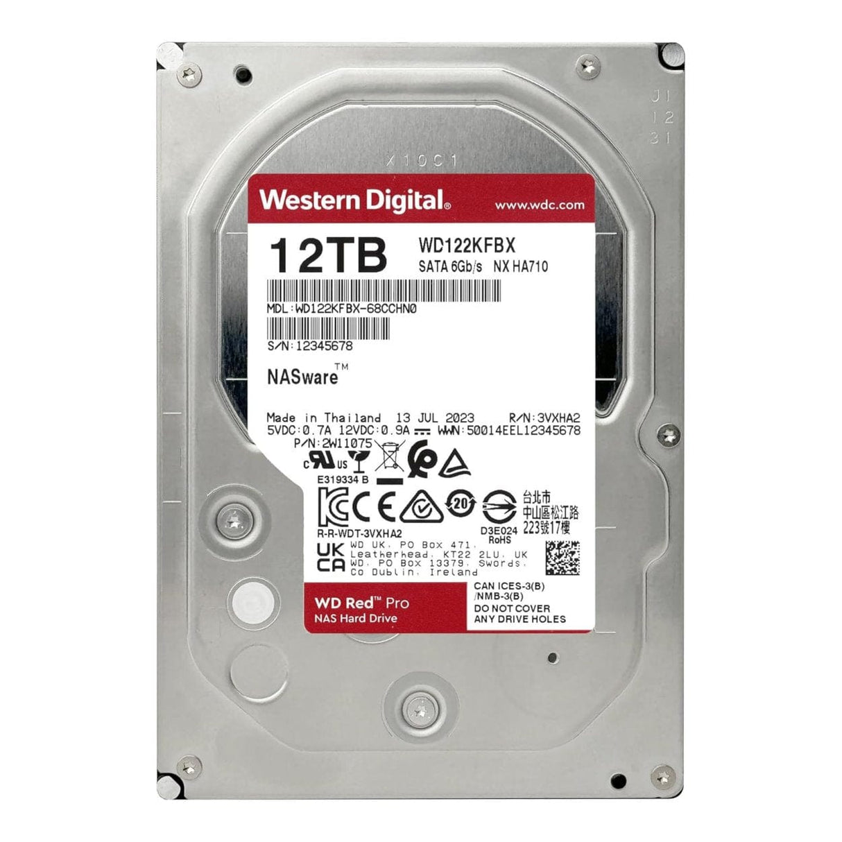 WD Red Pro 3.5-inch 12TB SATA NAS Internal HDD WD122KFBX
