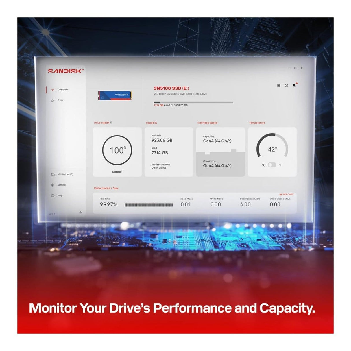 WD Blue SN5100 M.2 1TB PCIe 4.0 NVMe Internal SSD WDS100T5B0E