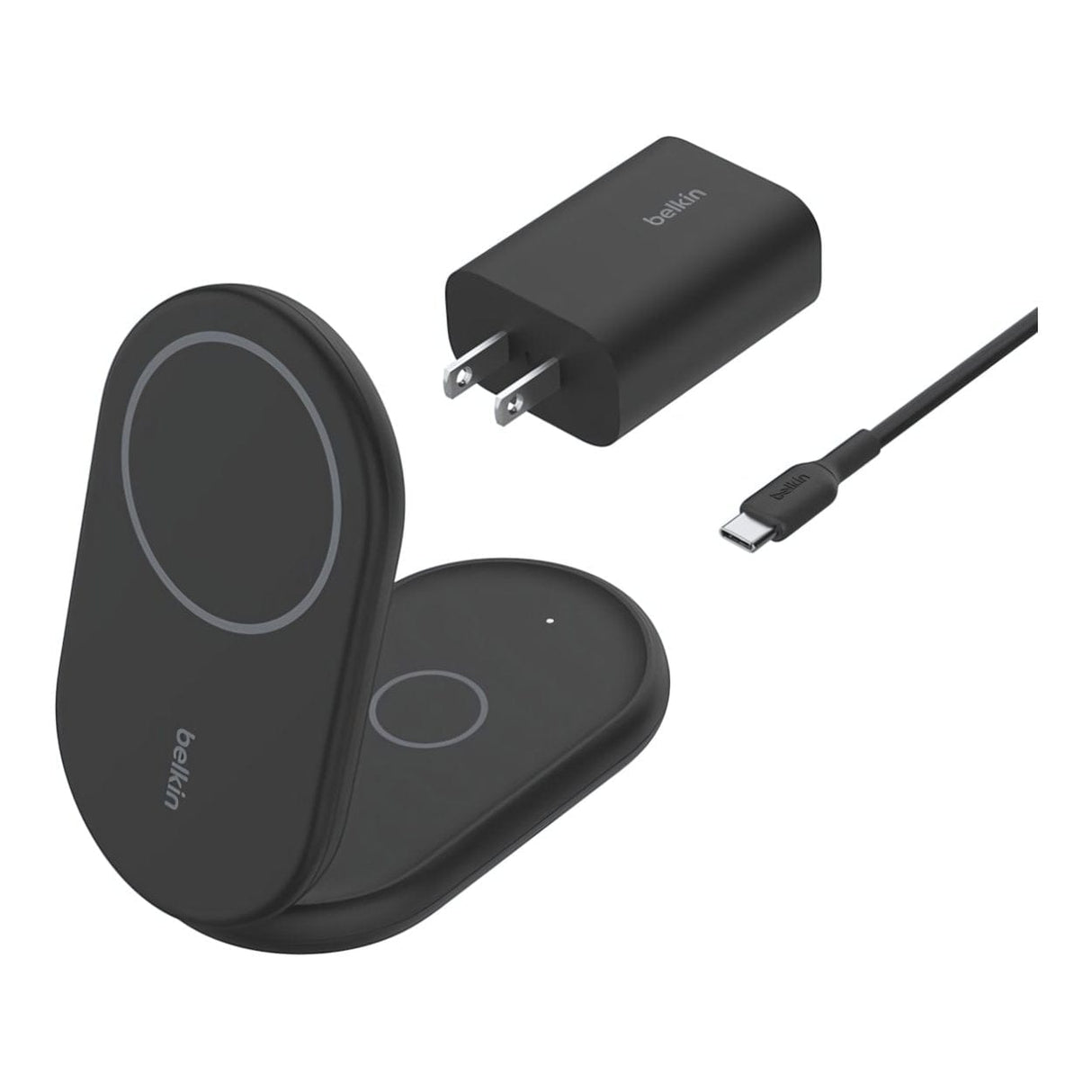 Belkin BoostCharge 2-in-1 Convertible Magnetic Foldable Wireless Charger Stand - Black WIZ028VFBK