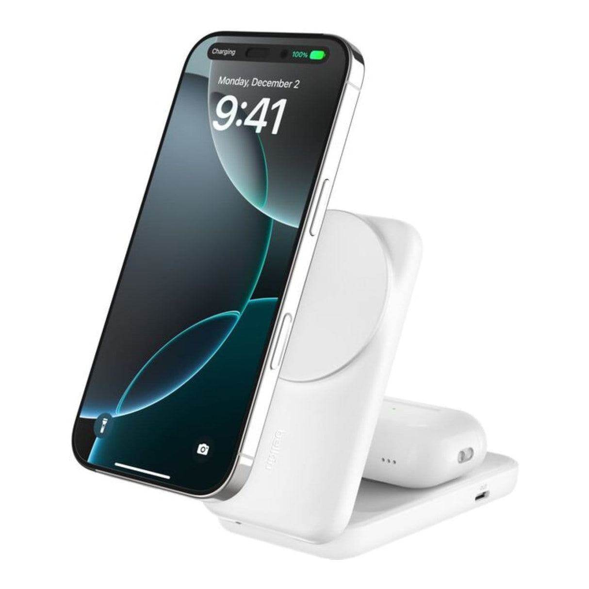 Belkin UltraCharge 25W 2-in-1 Qi2 Square Magnetic Charger White WIZ038KQWH