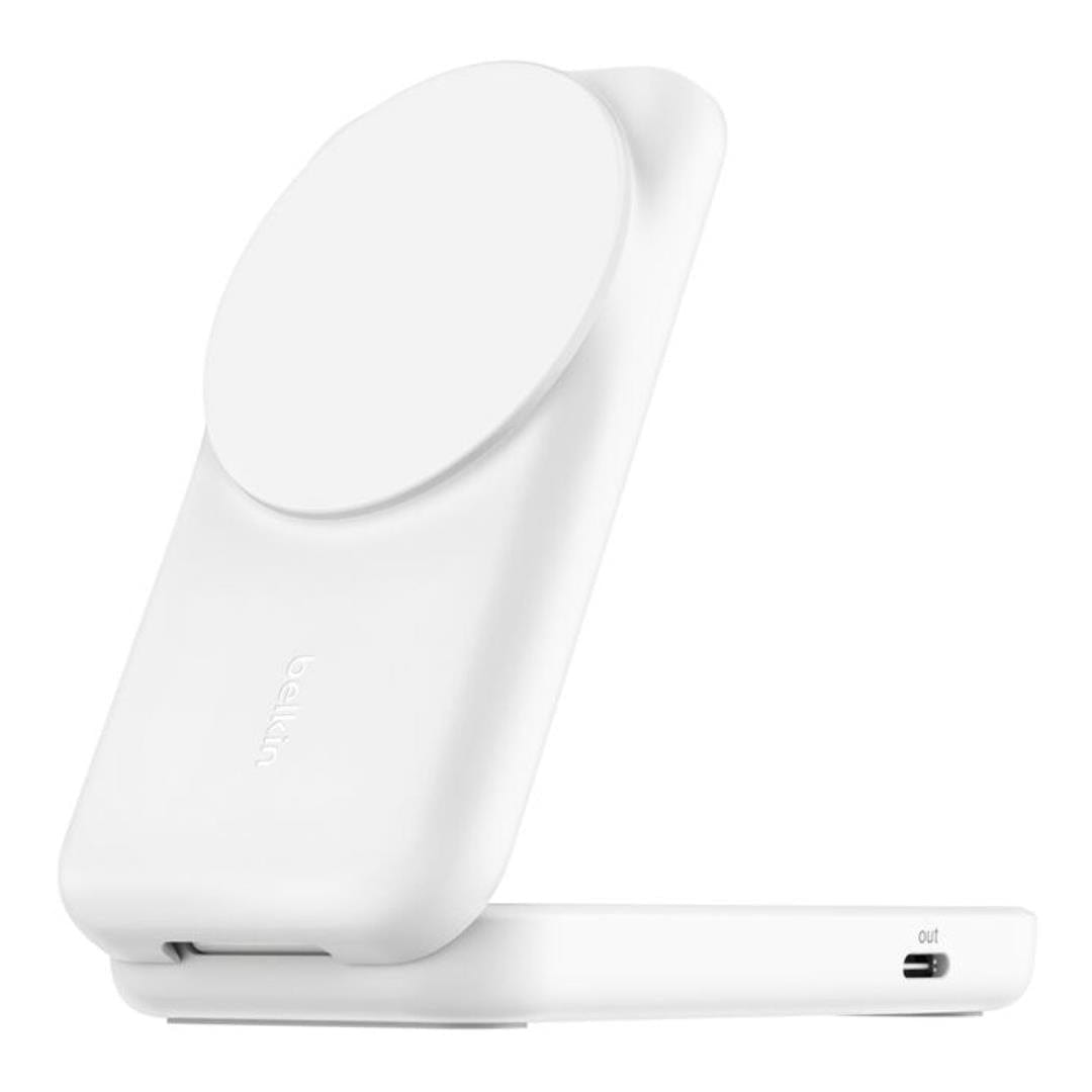 Belkin UltraCharge 25W 2-in-1 Qi2 Square Magnetic Charger White WIZ038KQWH