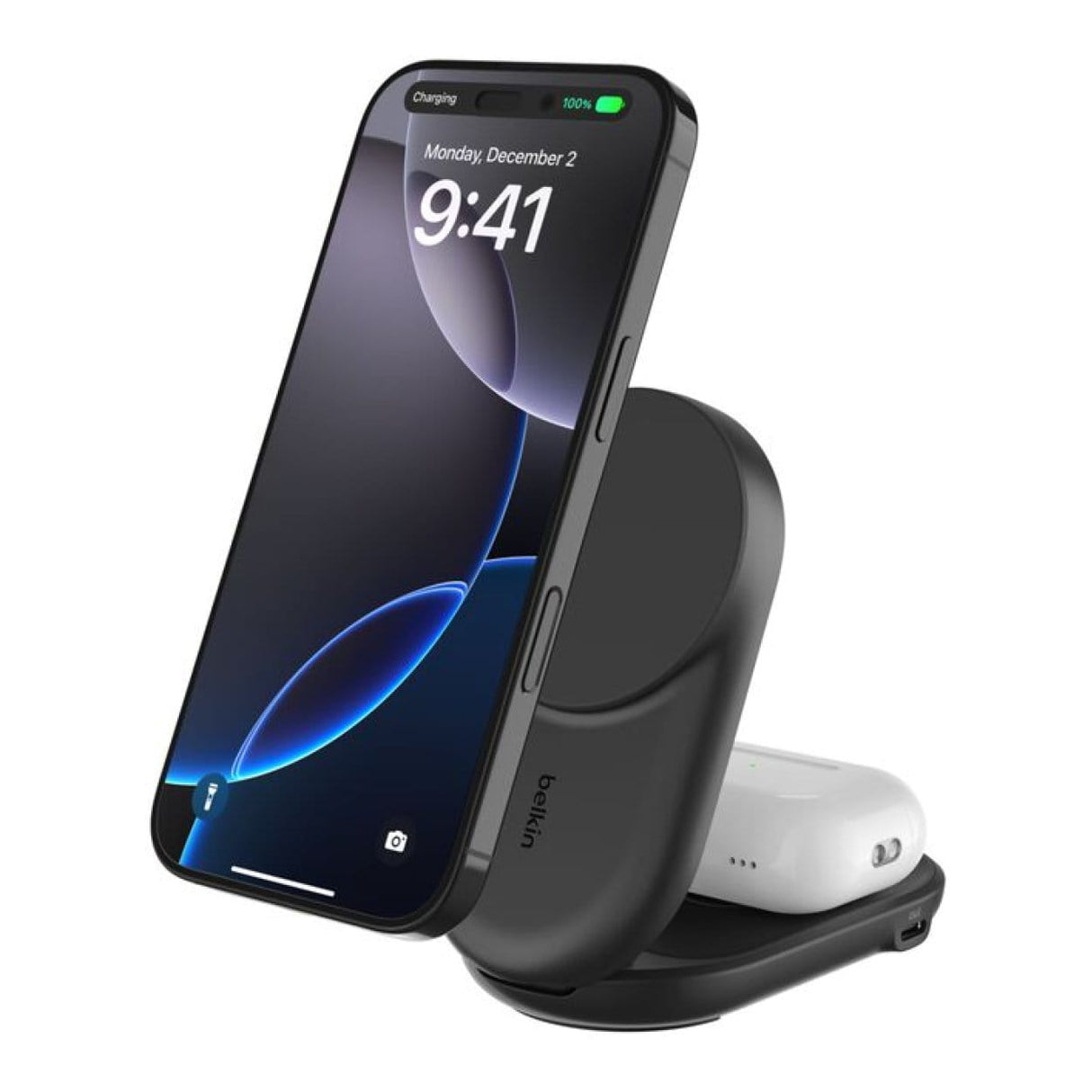 Belkin UltraCharge 25W 2-in-1 Qi2 Round Magnetic Charger Black WIZ039KQBK