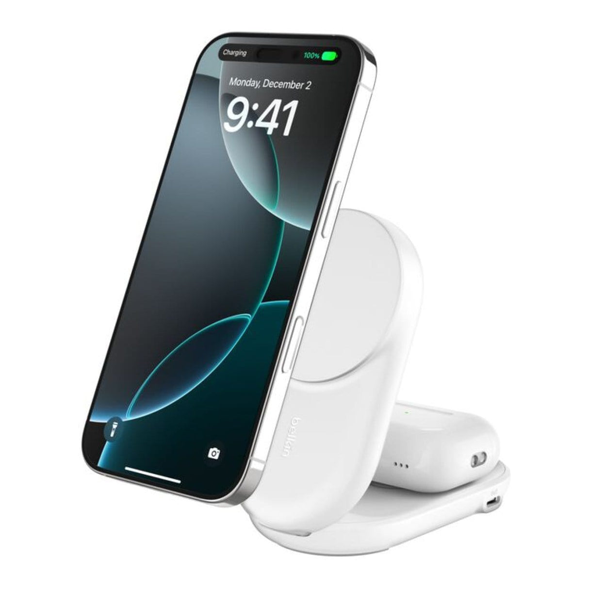 Belkin UltraCharge 25W 2-in-1 Qi2 Round Magnetic Charger White WIZ039KQWH