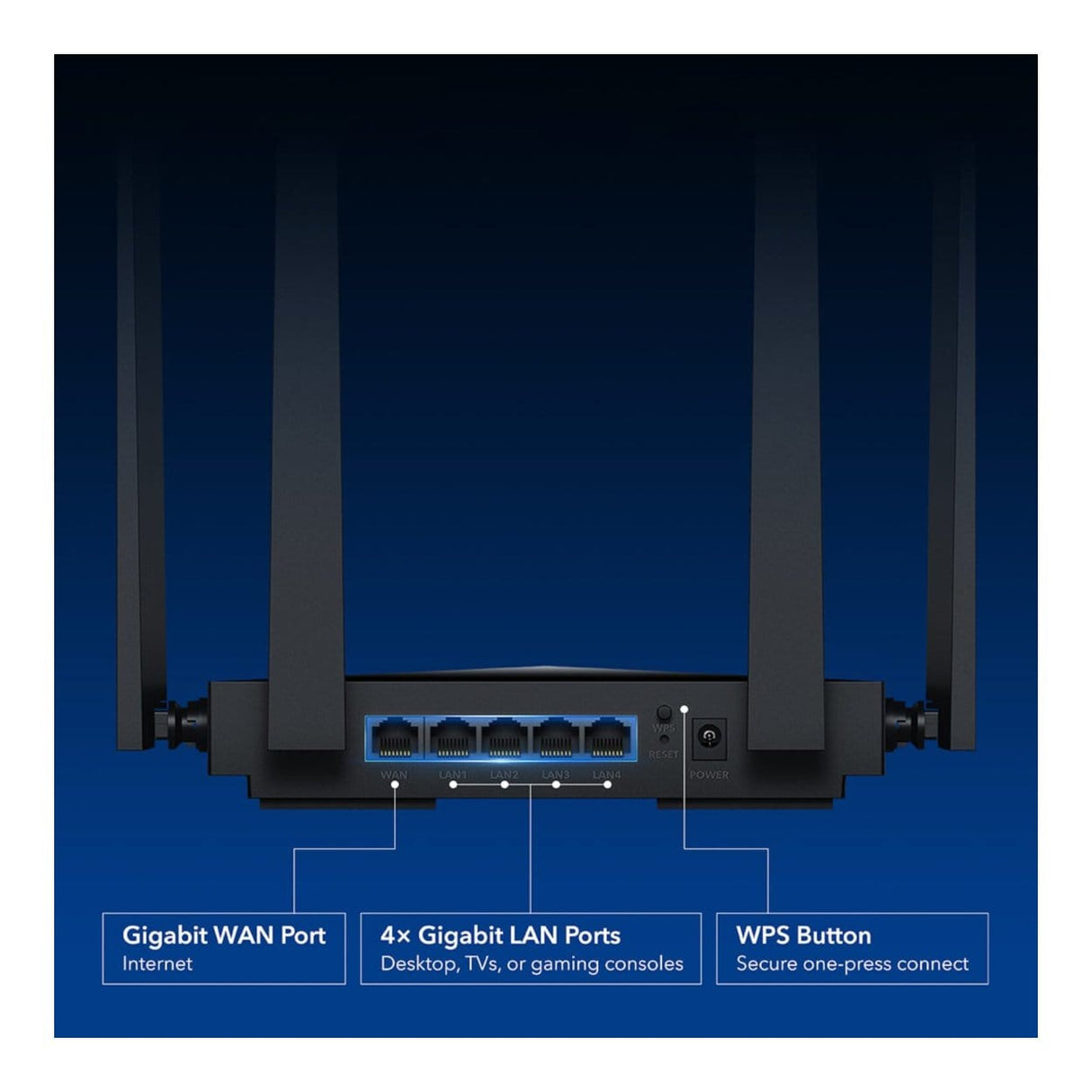 Cudy WR3600 Wireless Router - Dual-band 2.4GHz and 5GHz Gigabit Ethernet Black