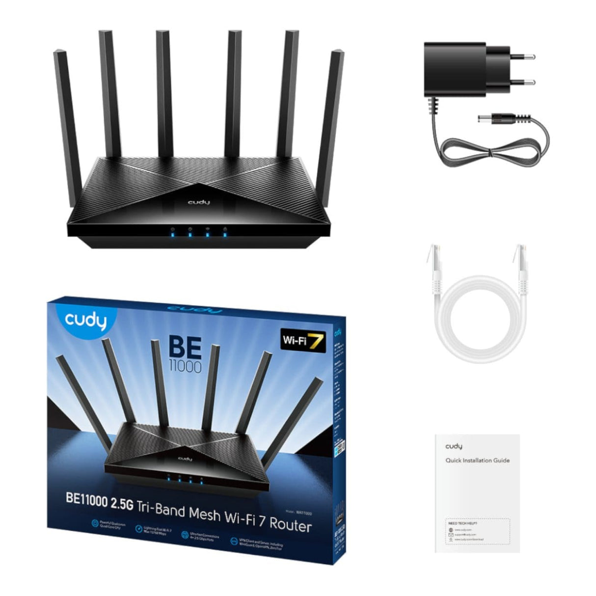Cudy WR6500H BE6500 Wireless Router - Dual-Band 2.4GHz and 5GHz Wi-Fi 7 with 2.5Gb WAN