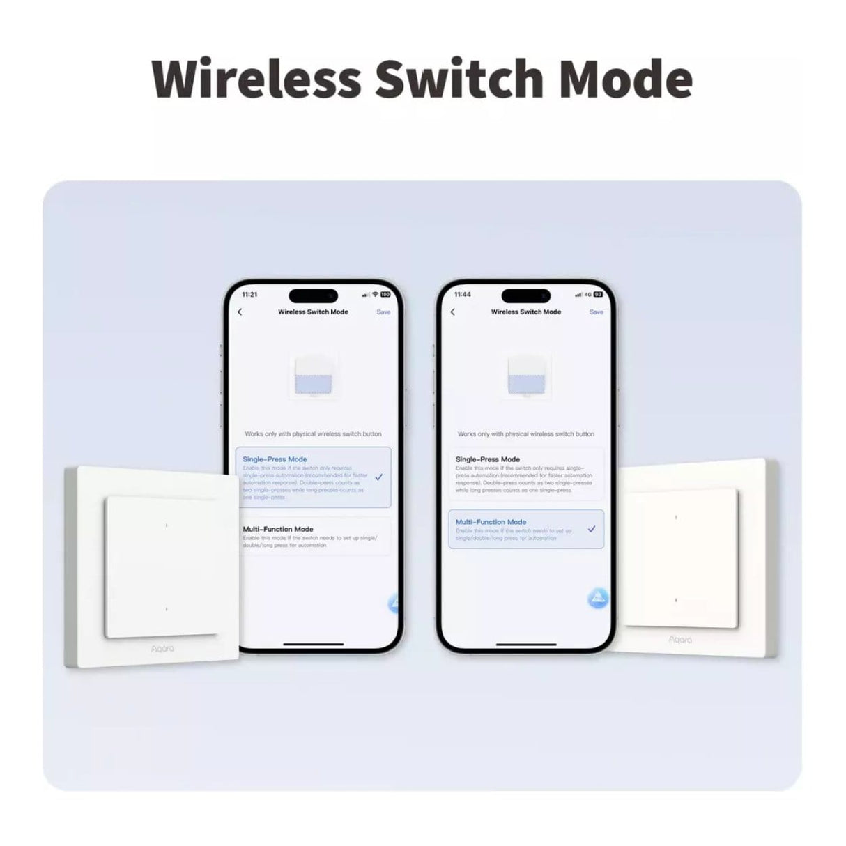 Aqara Light Switch H2 EU - 2 in 1 With Neutral and No Neutral 4 Buttons 2 Channels WS-K08D