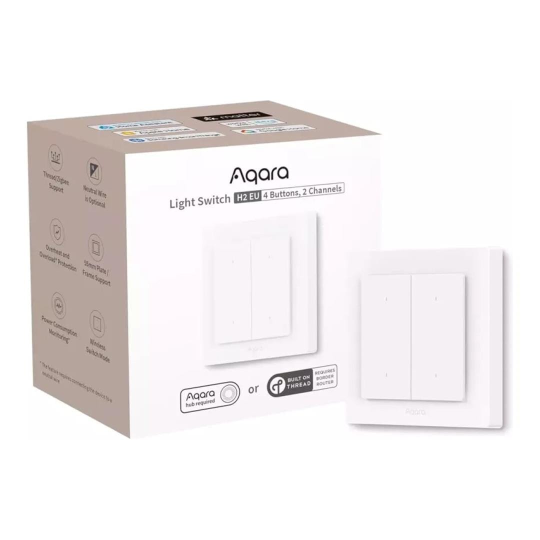 Aqara Light Switch H2 EU - 2 in 1 With Neutral and No Neutral 4 Buttons 2 Channels WS-K08D