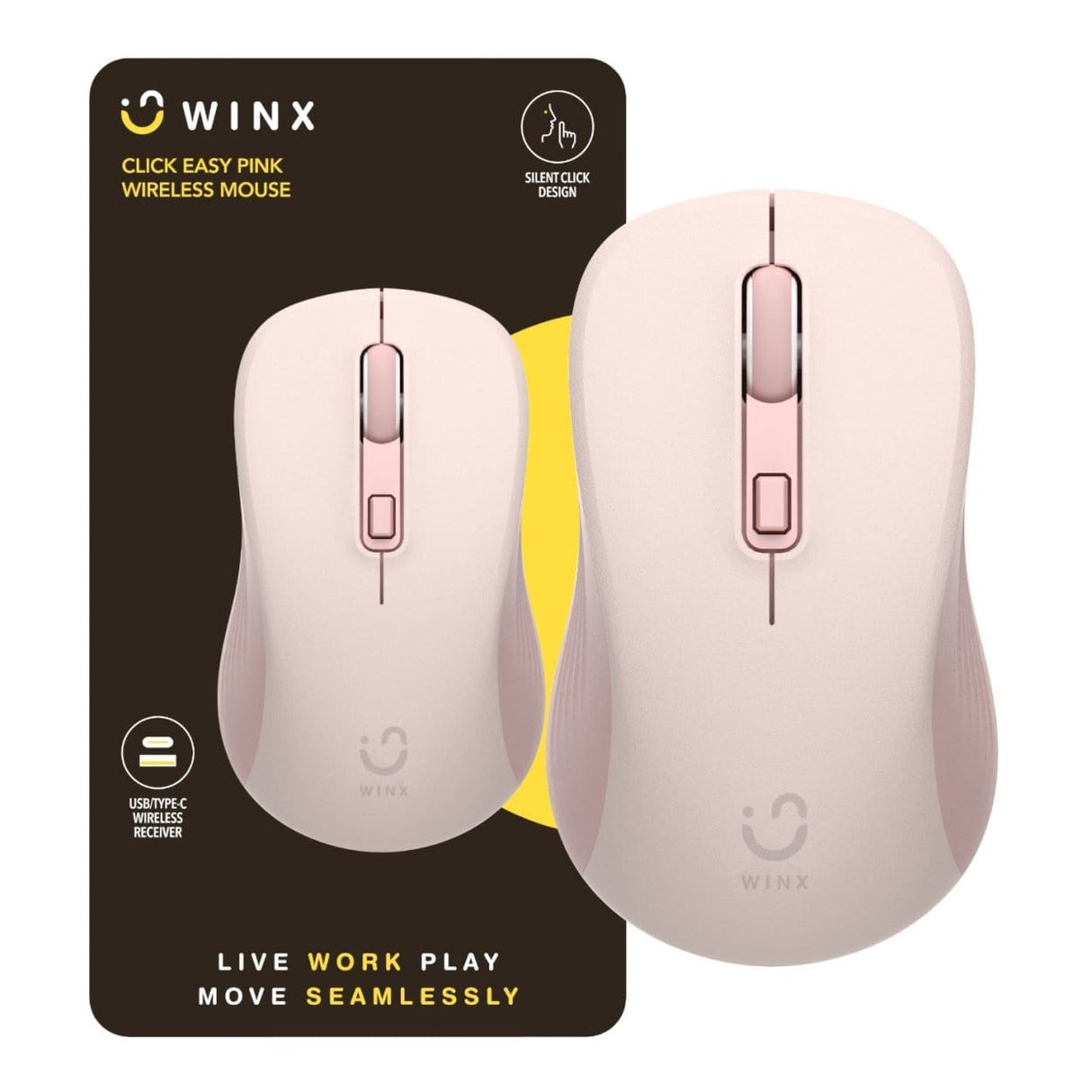 WINX CLICK Easy 1600DPI 2.4GHz Wireless Mouse Pink WX-KB110