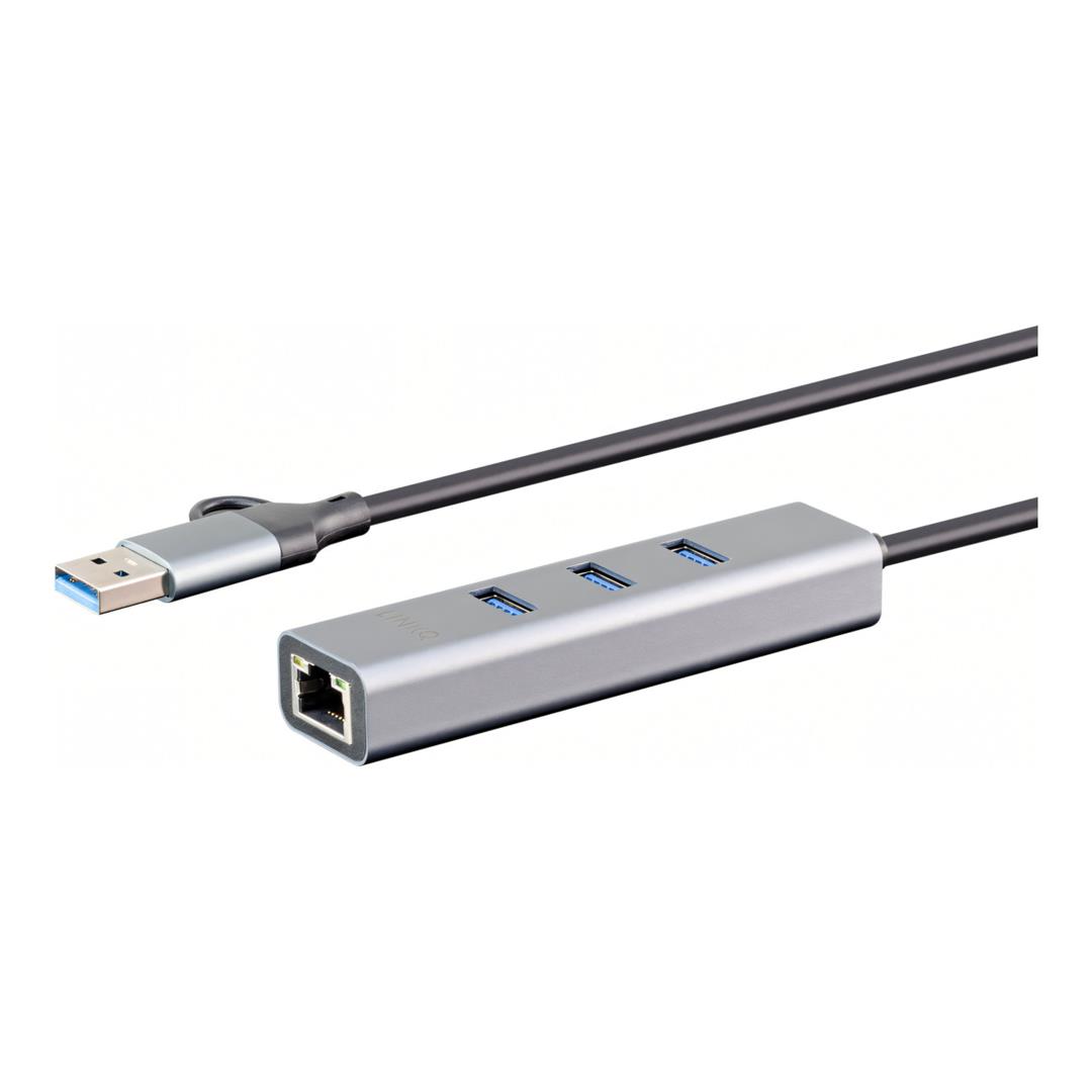 LinkQnet 3-Port USB 3.0 Hub with Gigabit LAN XF-U3CR01C