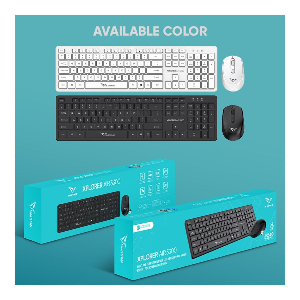 Alcatroz Xplorer Air 3300 Wireless Keyboard and Mouse Combo Black XPLORERAIR3300BLK