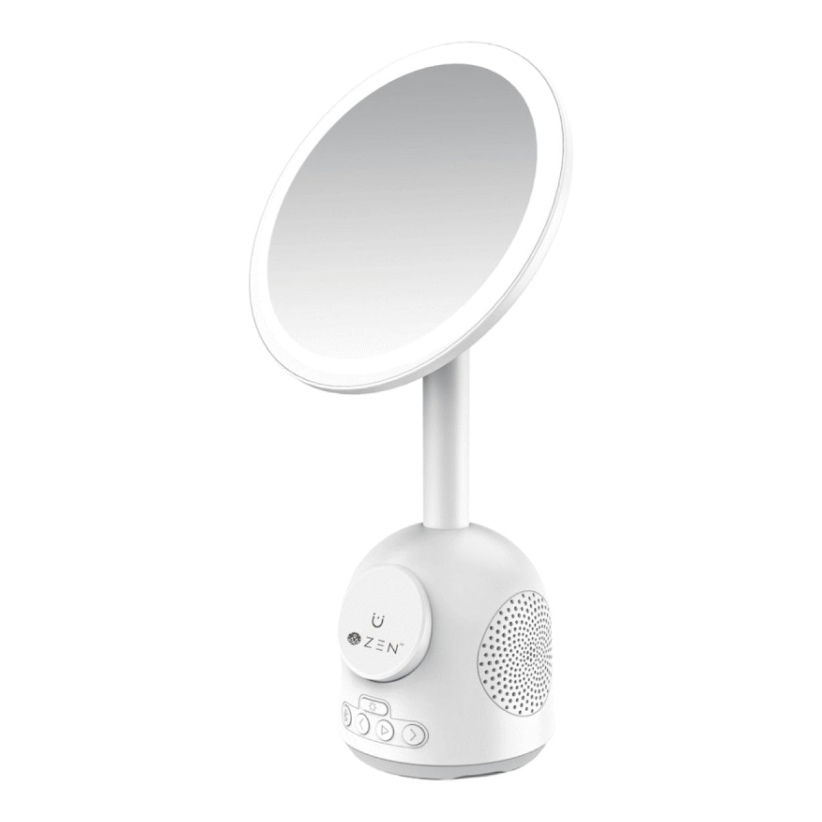 ZEN Unify Series 15W Wireless Phone Charger with Bluetooth Speaker Clock and Mirror White ZN-8405-WT
