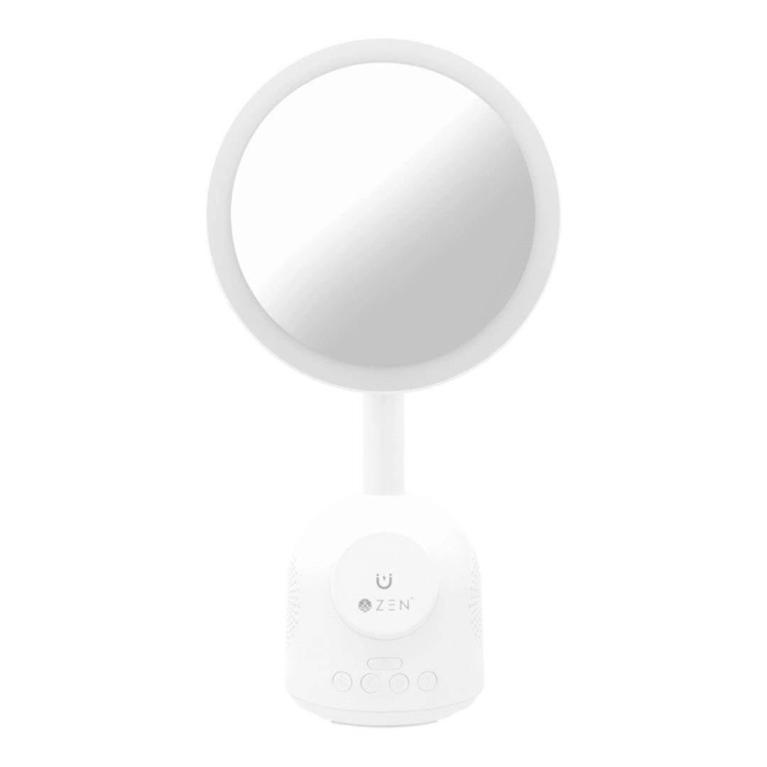 ZEN Unify Series 15W Wireless Phone Charger with Bluetooth Speaker Clock and Mirror White ZN-8405-WT