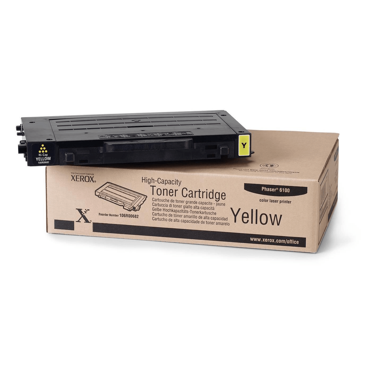 Xerox Phaser 6100 Yellow Toner Cartridge 5,000 Pages Original 106R00682 Single-pack