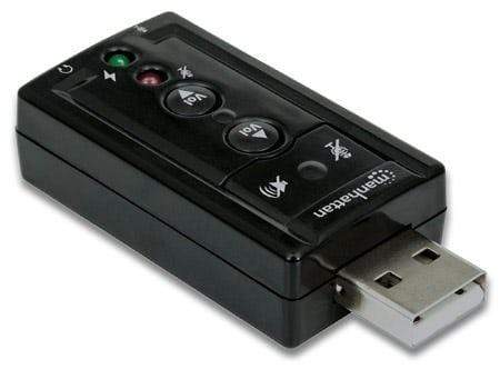 Manhattan USB-A Sound Adapter, USB-A to 3.5mm Mic-in and Audio-Out Ports