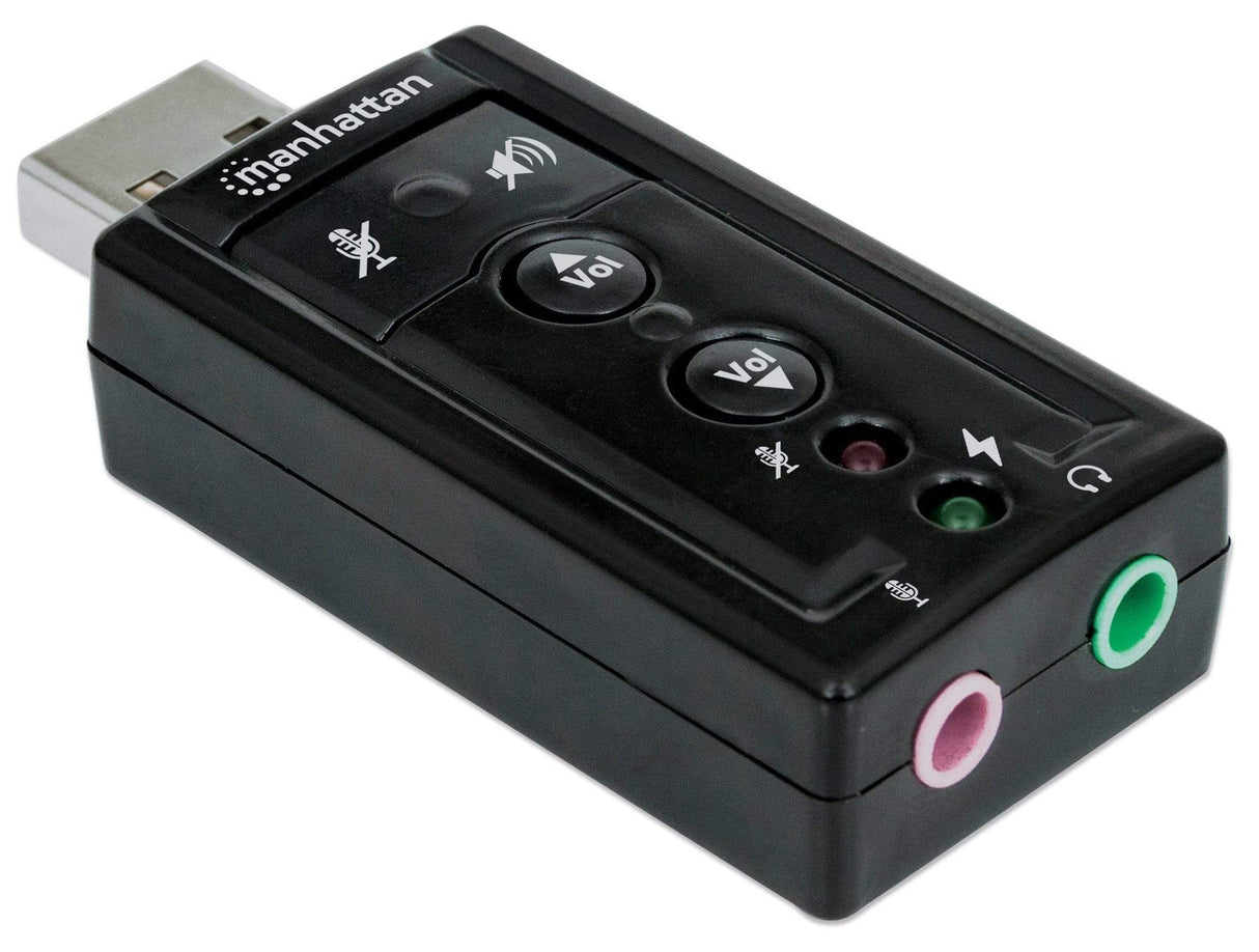 Manhattan USB-A Sound Adapter, USB-A to 3.5mm Mic-in and Audio-Out Ports