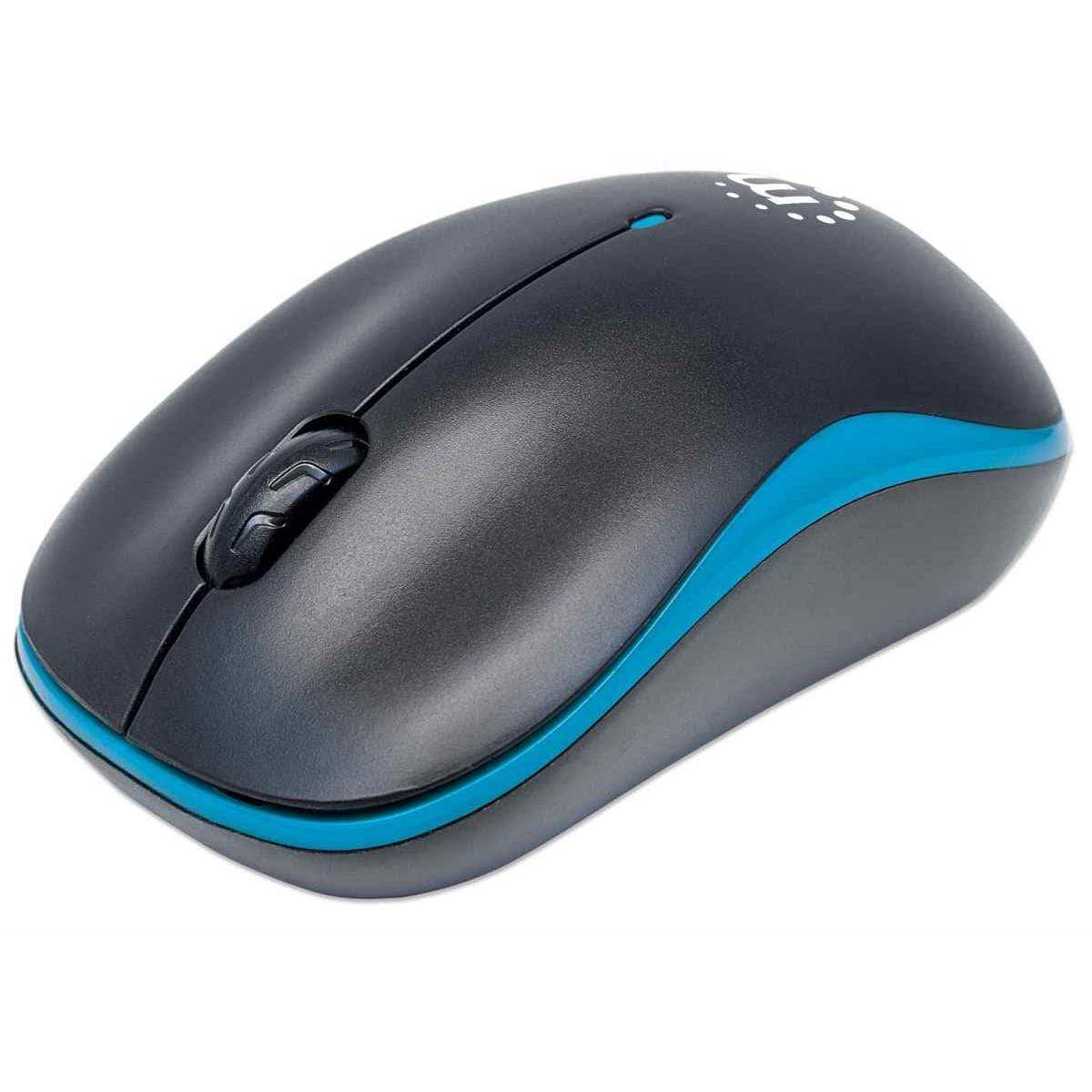 Manhattan Success Wireless Mouse Black/Blue 1000dpi 2.4Ghz up to 10m USB Optical 179416
