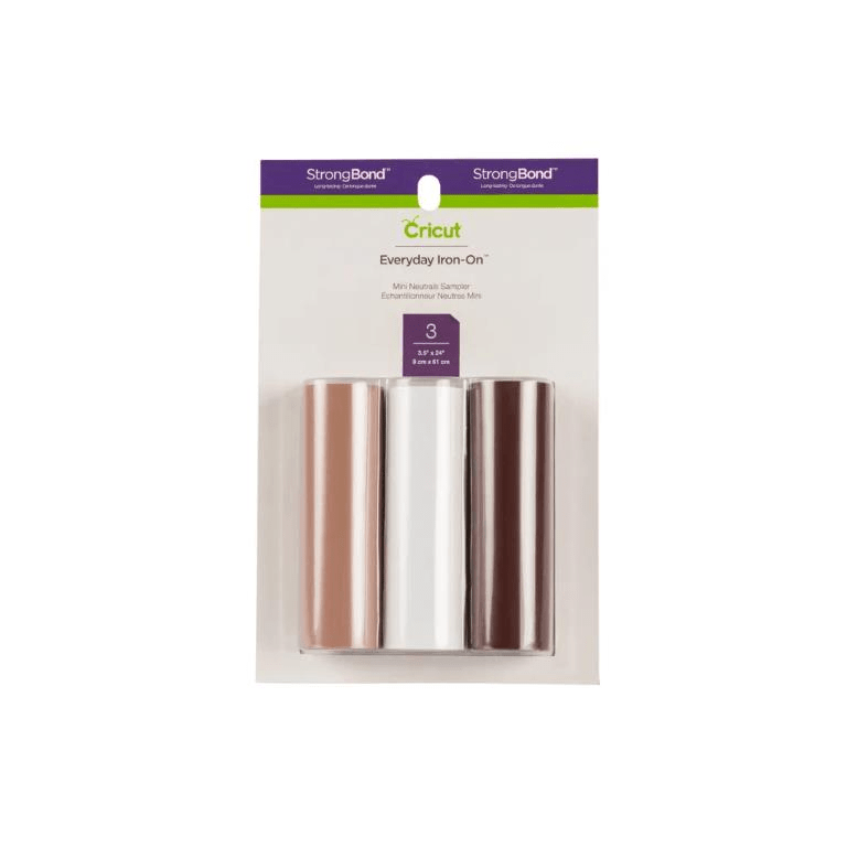 Cricut Everyday Iron-On Vinyl 9x61cm 3-sheet Mini Sampler Neutrals 2006230