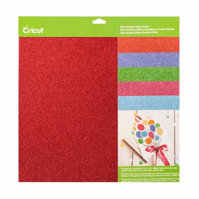 Cricut Glitter Cardstock 30x30cm 10-sheet Sampler Brights 2007757