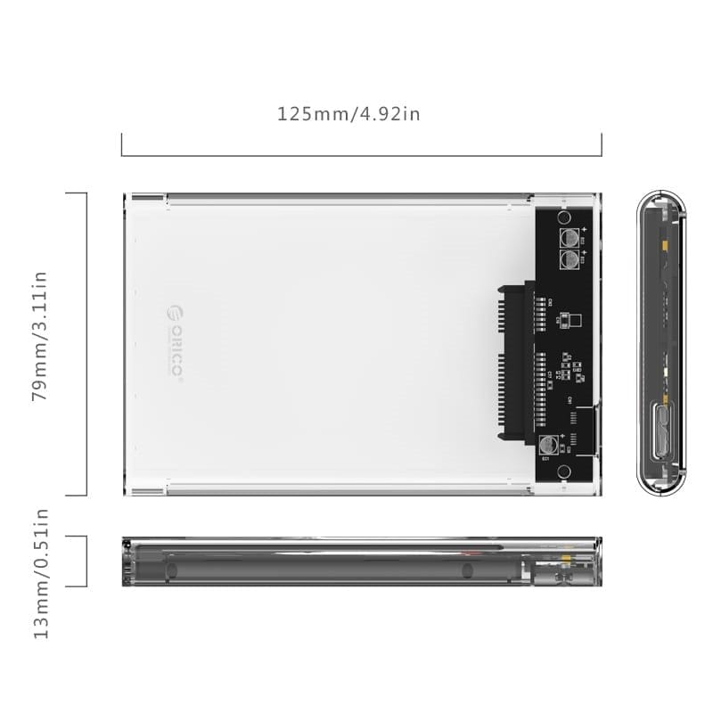Orico 2.5-inch USB 3.0 Transparent HDD Enclosure 2139U3-CR
