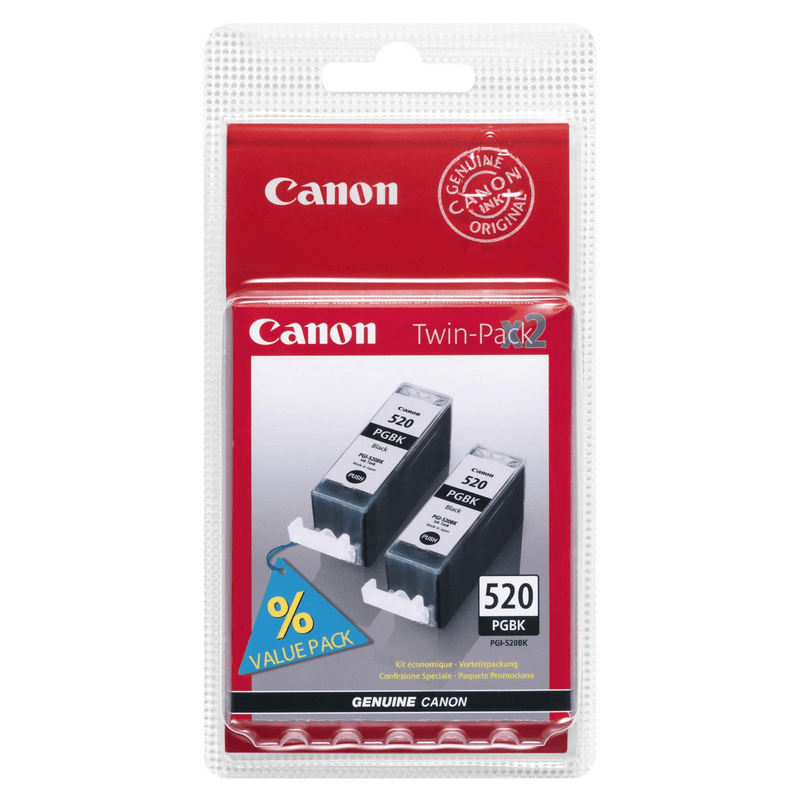 Canon PGI-520BK Black Printer Ink Cartridges Original 2932B012 Twin-pack