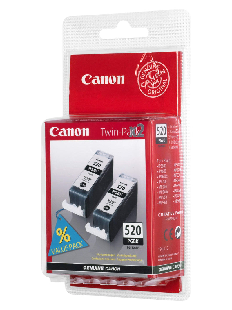 Canon PGI-520BK Black Printer Ink Cartridges Original 2932B012 Twin-pack
