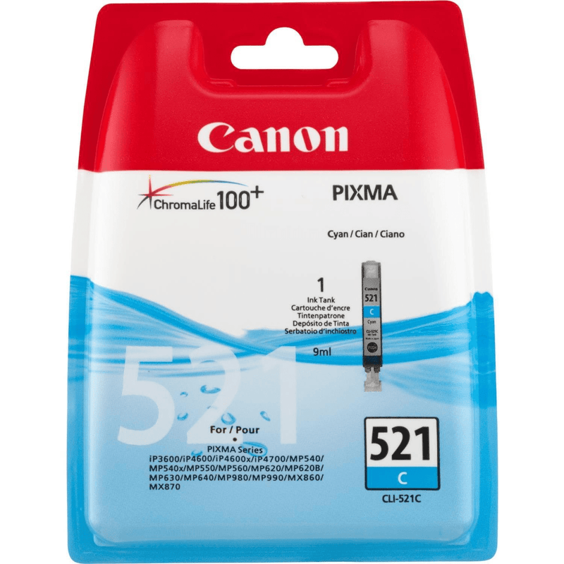 Canon CLI-521 Cyan Printer Ink Tank Cartridge Original 2934B001 Single-pack