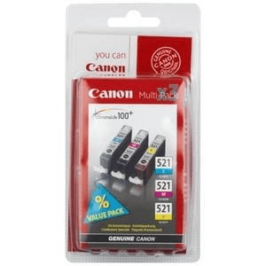 Canon CLI-521 Cyan, Magenta, Yellow Printer Ink Cartridges Original 2934B010 Multi-pack