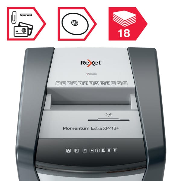 Rexel Momentum Extra XP418+ Jam Free Cross Cut Paper P4 Shredder 301062