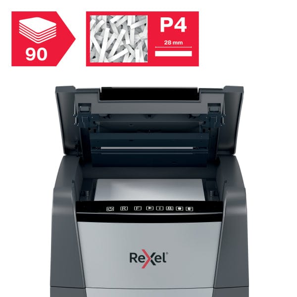 Rexel Optimum Auto Feed+ 90 Sheet Automatic Cross Cut P4 Paper Shredder