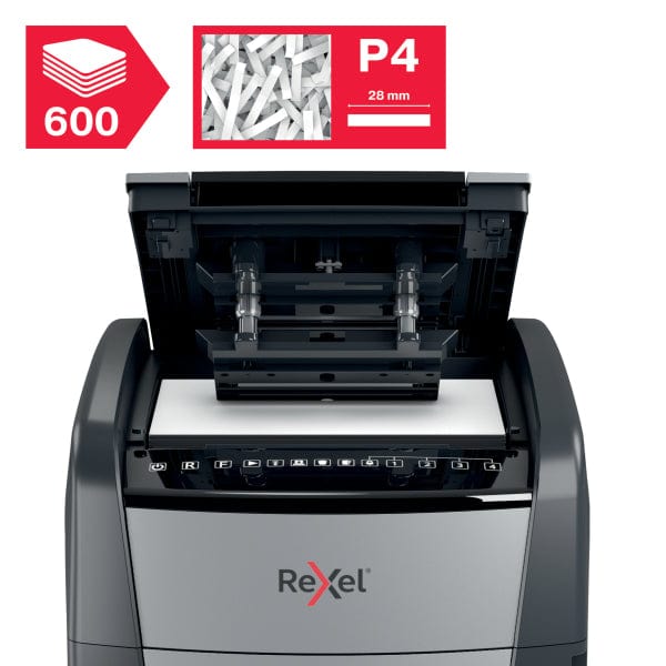 Rexel Optimum Auto Feed+ 600 Sheet Automatic Cross Cut P4 Paper Shredder