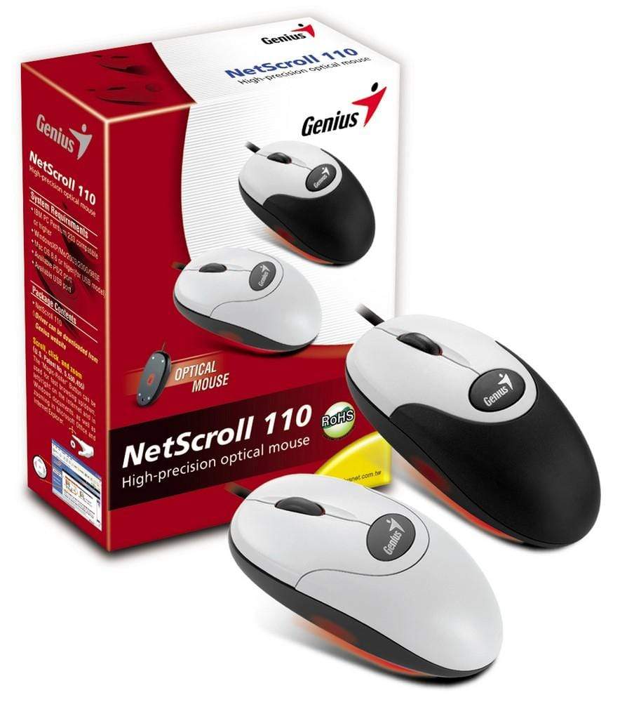 Genius NetScroll 110 Mouse USB Type-A+PS/2 Optical 800dpi Ambidextrous