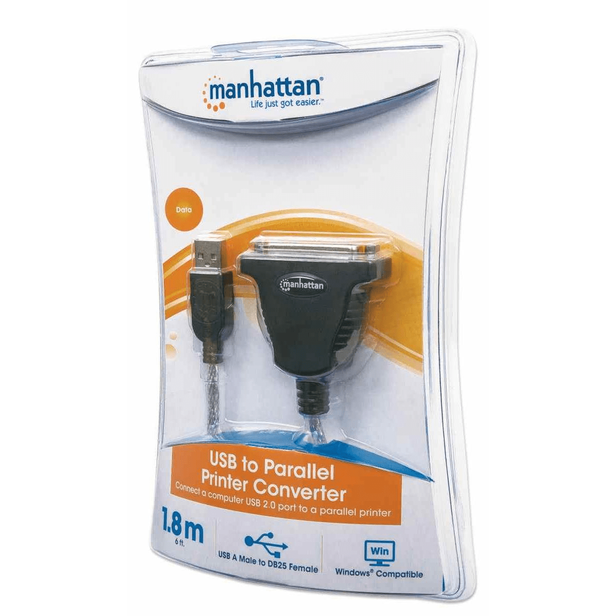 Manhattan 1.8m Full-Speed USB to Db25 Parallel Printer Converter 336581