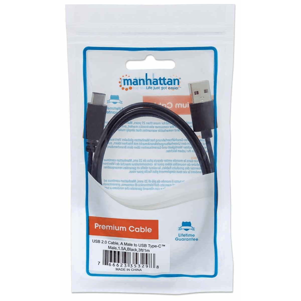 Manhattan 1m Hi-Speed USB C Device Cable 353298