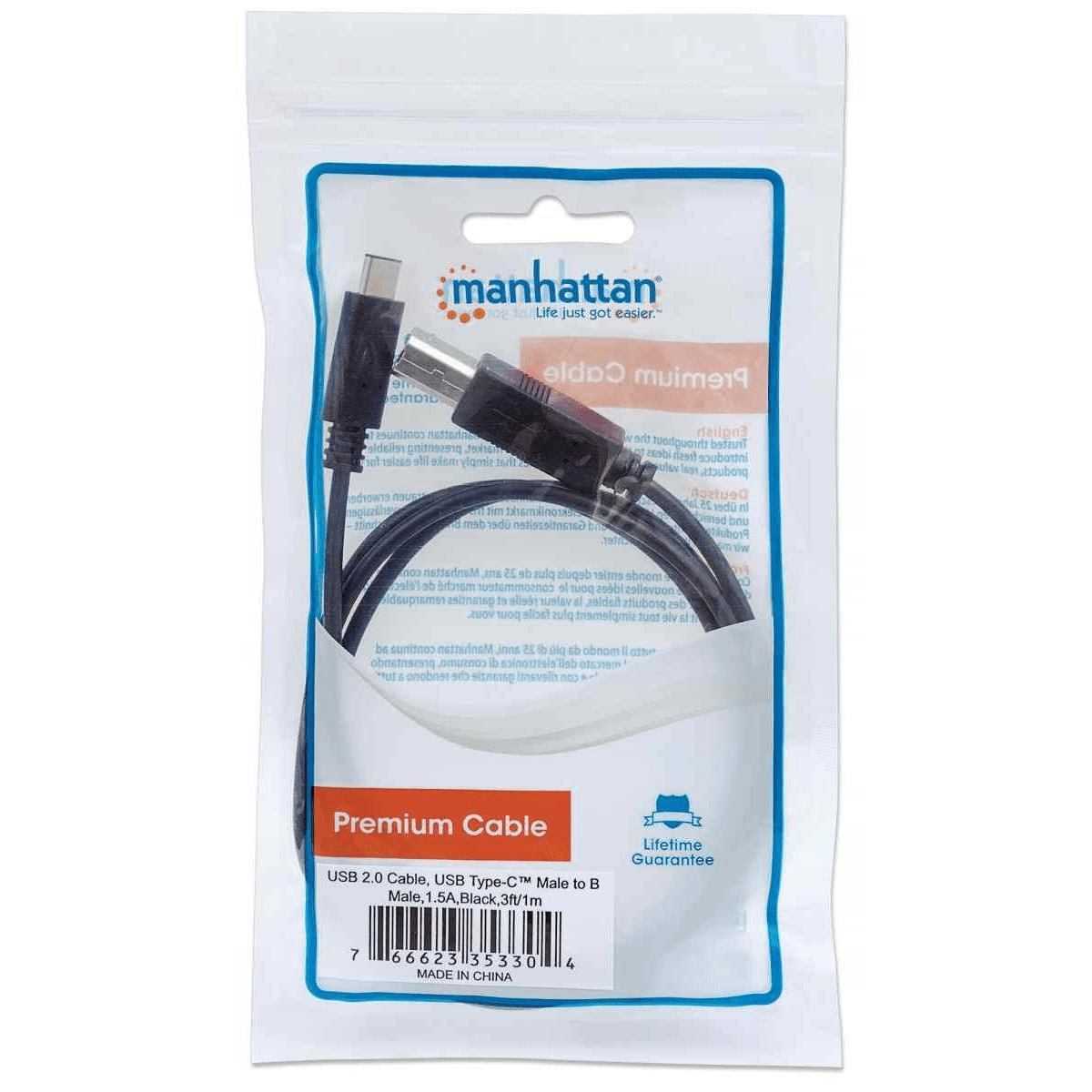 Manhattan 1m Hi-Speed USB C Device Cable 353304