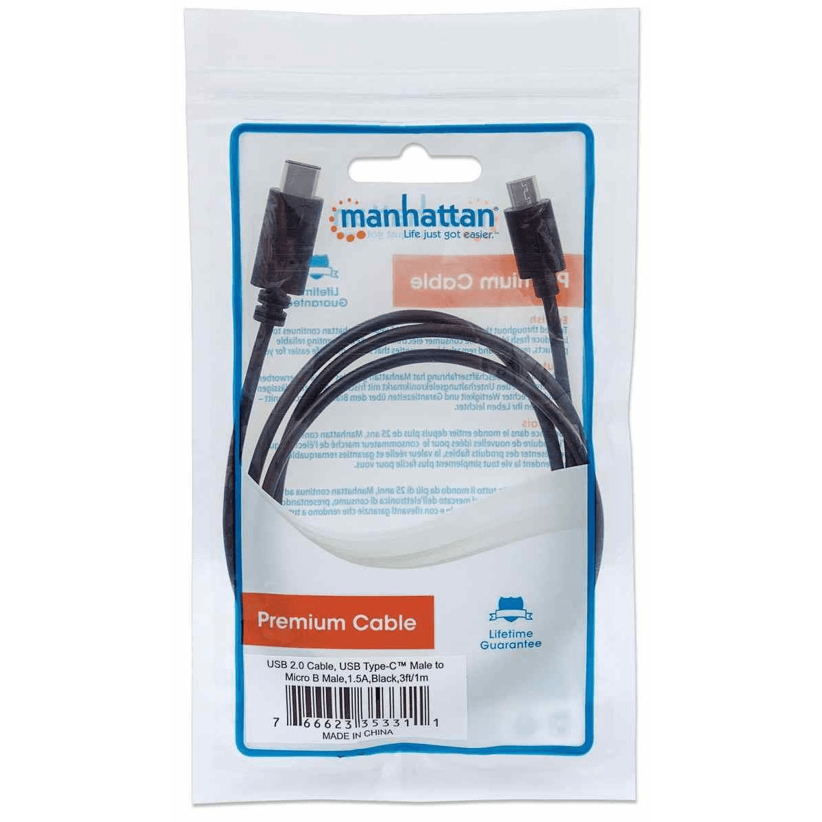 Manhattan 1m Hi-Speed USB C Device Cable 353311