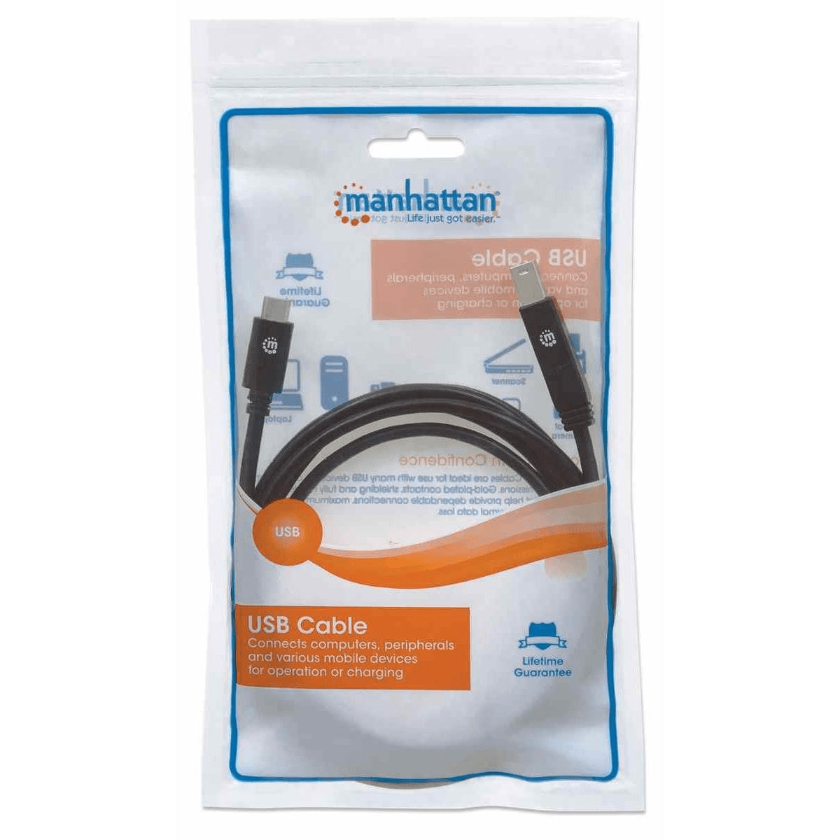 Manhattan 2m Superspeed USB C Device Cable 354998