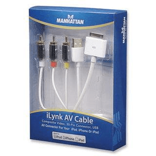 Manhattan 1.5m Ilynk AV Cable Composite Video Cable 3 X RCA + USB White 393713