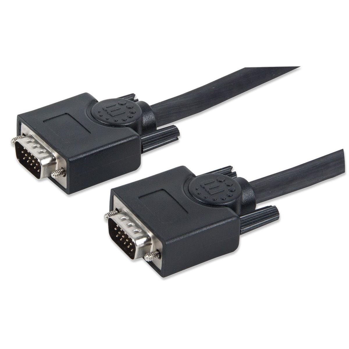 Manhattan 3m SVGA Monitor Cable HD15 Male to Male Compatible with VGA Fully Shielded 393782