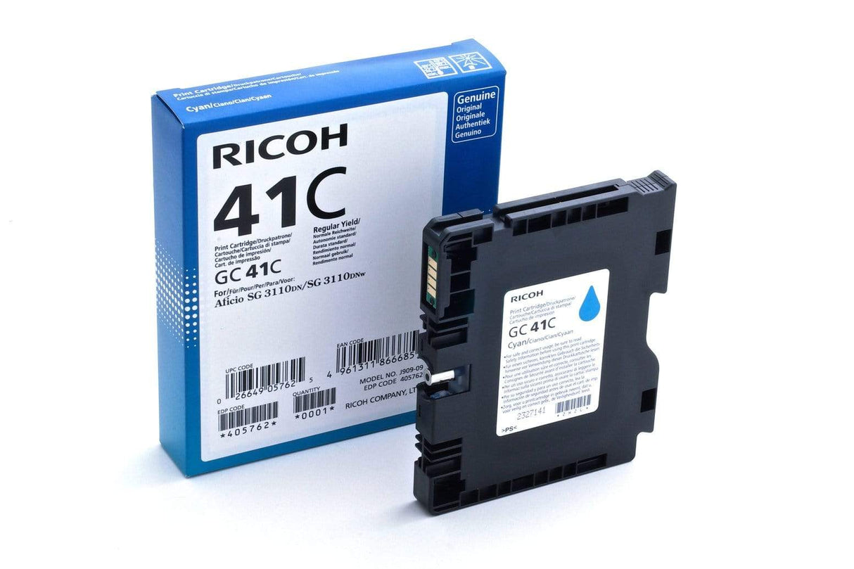Ricoh 405762 Cyan Standard Yield Printer Ink Cartridge Original Single-pack
