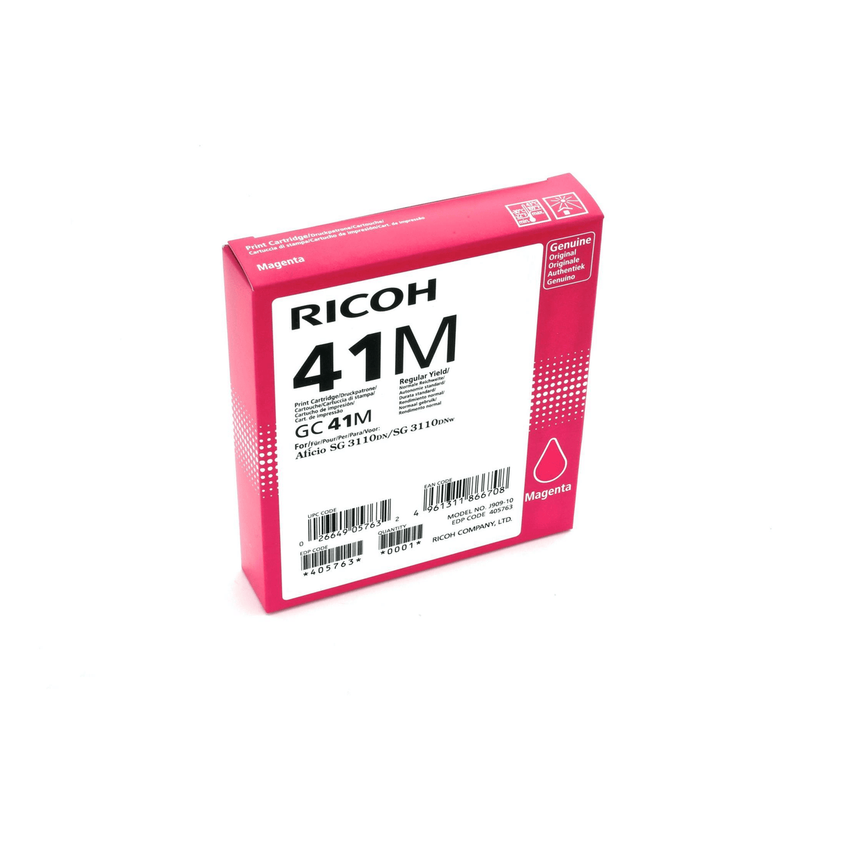 Ricoh 405763 Magenta Standard Yield Printer Ink Cartridge Original Single-pack