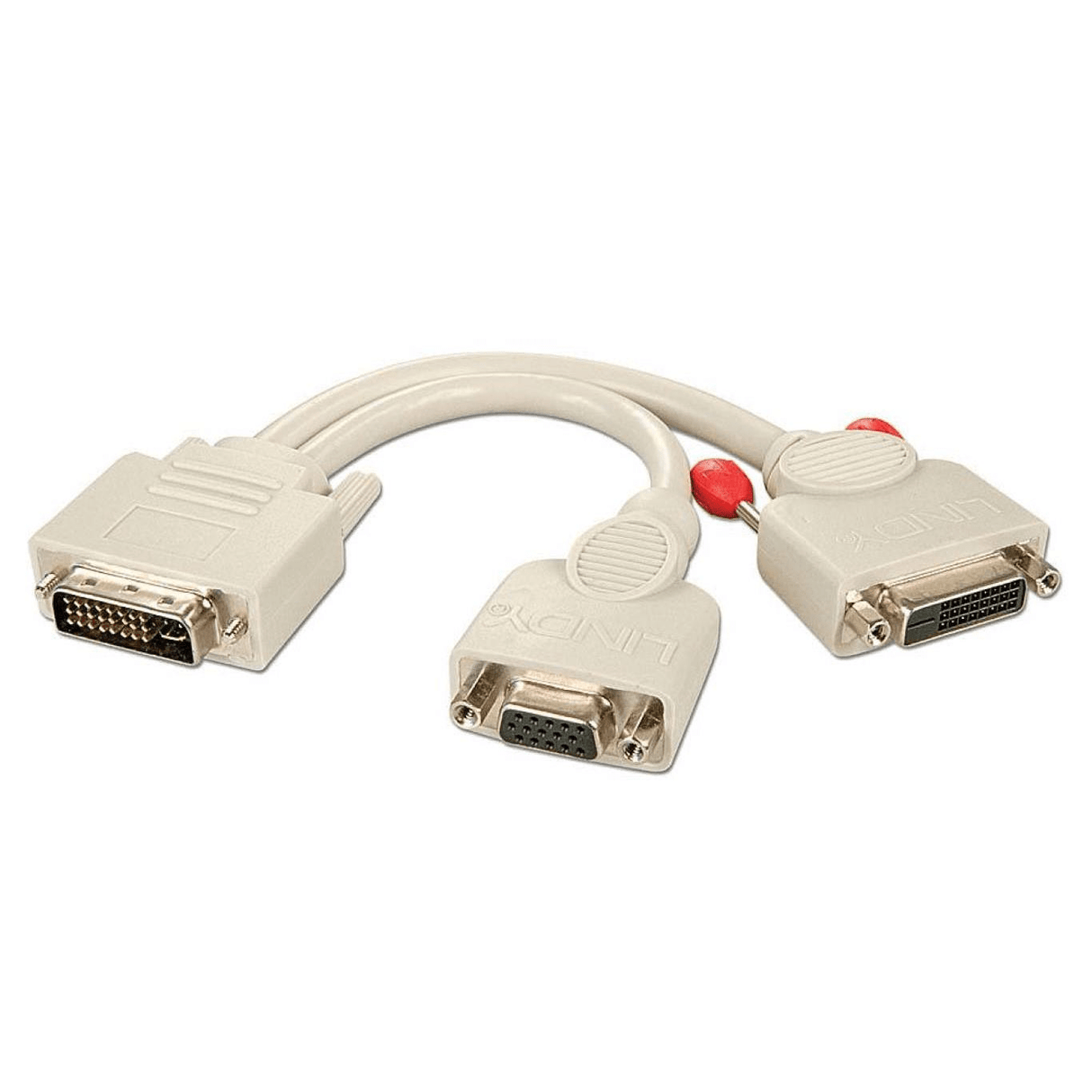 Lindy 20cm DVI-I Male to DVI-D Female and VGA Splitter Cable 41048