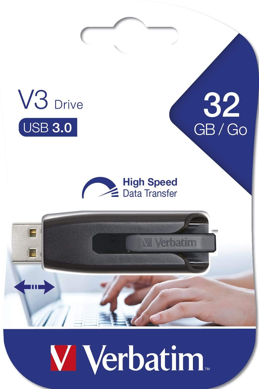 Verbatim Store n Go V3 32GB USB 3.2 Gen 1 Type-A Black and Grey Flash Drive 49173